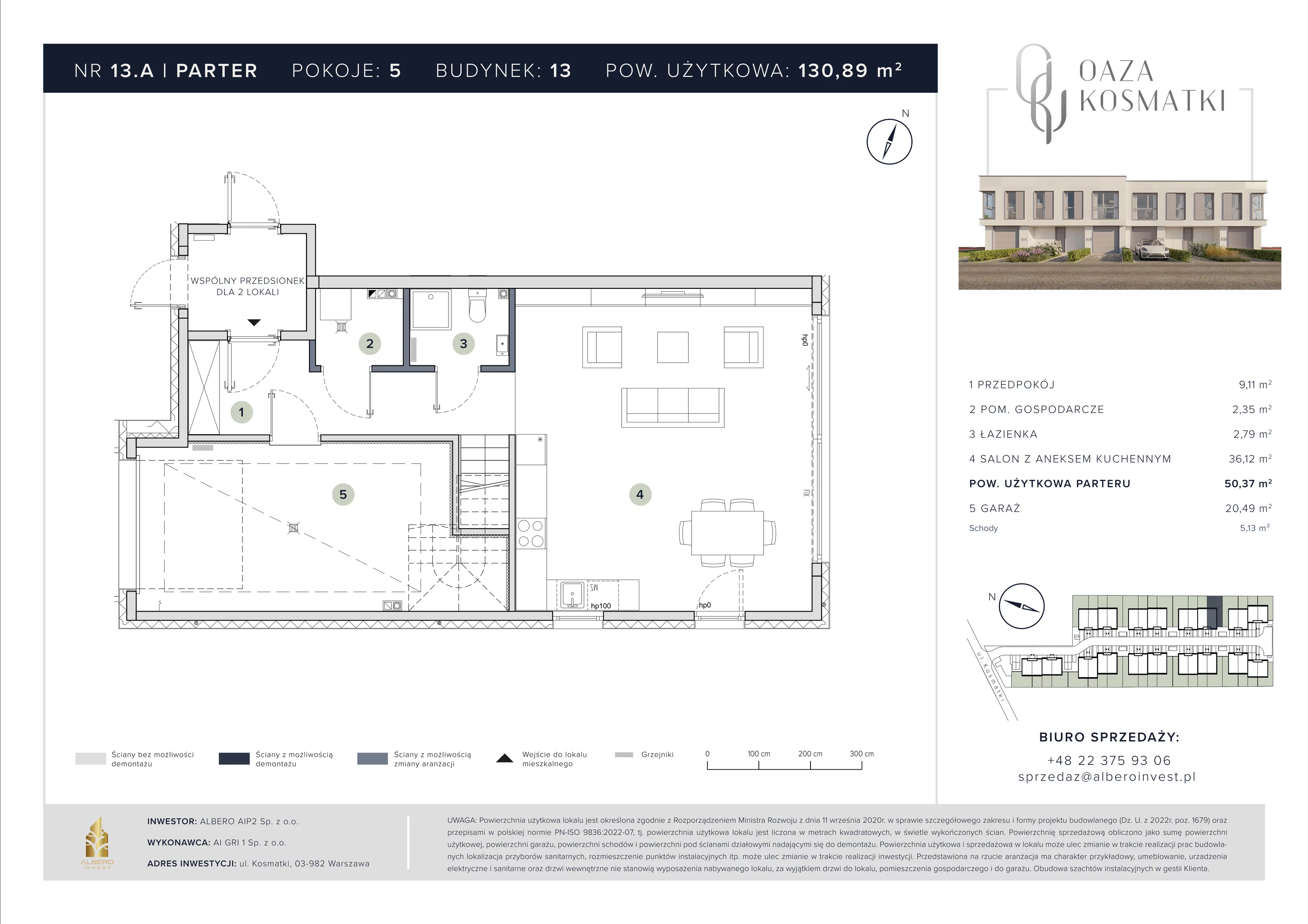 Dom 130,89 m², oferta nr 13.A, Oaza Kosmatki, Warszawa, Wawer, Gocław, ul. Kosmatki 32/34